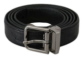 Dolce & Gabbana Black Exotic Skin Pattern Silver Buckle Belt -   -  Dolce & Gabbana.
